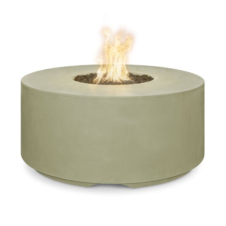 The Outdoor Plus 46 Round Florence Fire Pit - GFRC Concrete - Ash - Plug & Play Electronic Ignition - Liquid Propane OPT-FL4620EKIT-ASH-LP